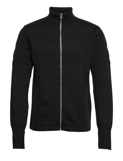 Mads Nørgaard Wool Klemens Zip Knit Fav - Black - S