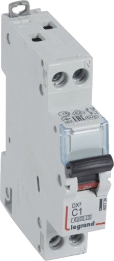 Legrand Automatsikring DX3 C 1A 1P+N, 1M, 6/10kA