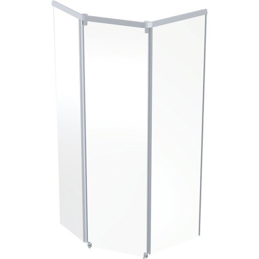 Ifö Showerama pentagonalt framparti, 100x100 cm, sølv