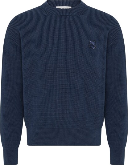 Maison Kitsune Bold Fox Head Patch Comfort Ribbed Jumper Navy L