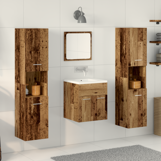 Badmøbelsett 4 pcs Gamle tre 41 x 38.5 x 46 cm Konstruert tre