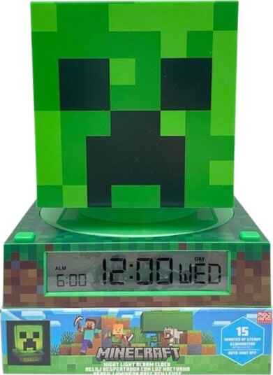 Kids Nattlampe Med Vekkerur Klokke Data Lcd Minecraft / Min3020