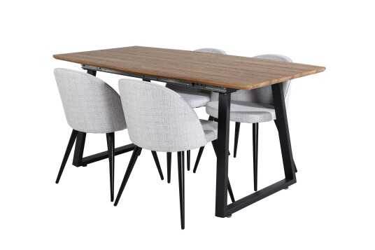 Venture Home Inca Matgruppe 160 cm Rektangulær med 4 Velvet Stoler Svart