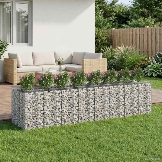 vidaXL Gabion hevet seng 4 stk. 400 x 100 x 100 cm Galvanisert stål