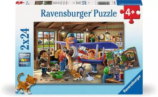 Ravensburger Puslespill 2x24 Brikker Fly og Togreparasjoner