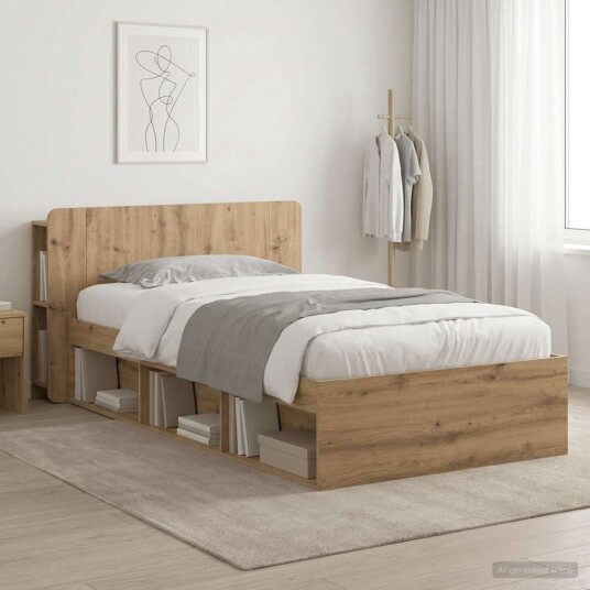  Sengeramme med oppbevaring Artisan eik 75 x 190 cm