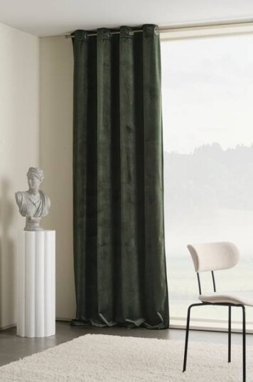 Jotex SAVANNAH RECYCLED gardin med maljer - 1 lengde Mørk grønn svart 1724763-07-250 1724763-08-300