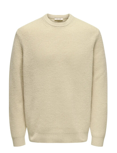 ONLY & SONS Onsjim Rlx Merino Crew Knit - Cream - S