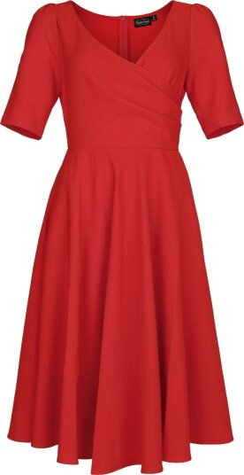 Voodoo Vixen Rockabilly Middellang kjole Flare Kjole XS til XXL Damer rød