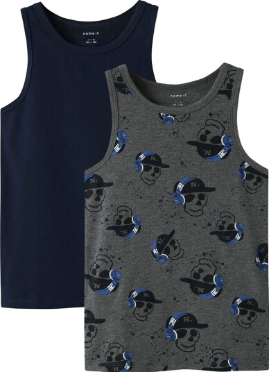 Name It Dark Grey Melange Nkmtank Topp 2P Dark Grey Mel Skull Noos 146-152 Name It Dark Grey Melange Nkmtank Topp 2P Dark Grey Mel Skull Noos 146-152