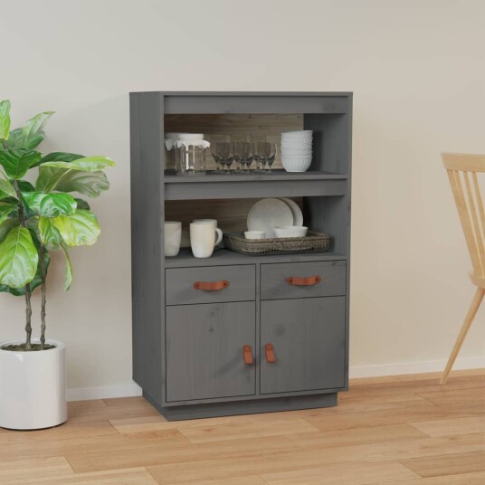 vidaXL Highboard grå 67x40x108,5 cm heltre furu vidaXL Highboard grå 67x40x108,5 cm heltre furu
