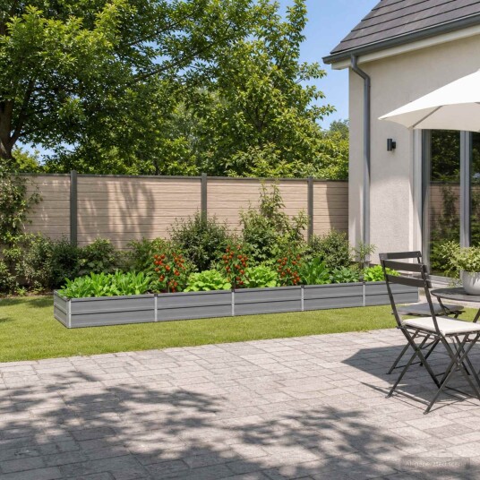 vidaXL Hevet Hagebed Grå 400 x 80 x 24 cm kaldvalset stål