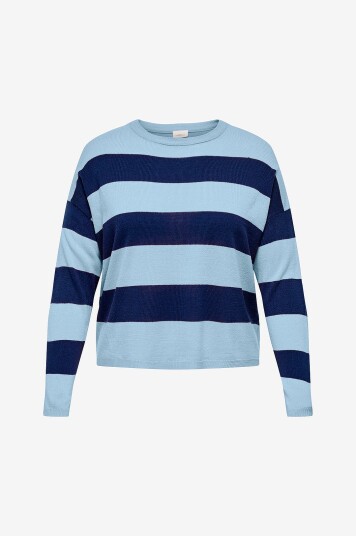 Only Carmakoma   Pullover carDerry LS Stripe O neck Knt   Blå