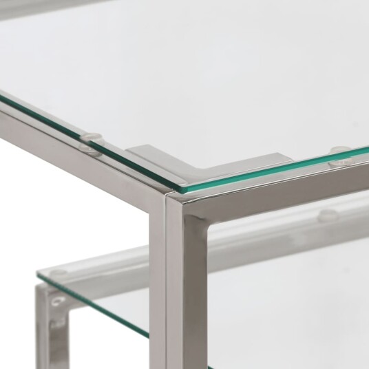 Konsollbord sølv rustfritt stål og herdet glass 8720287199793