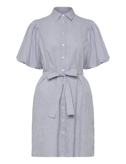 GANT Seersucker Puff Sleeve Dress Blue 40
