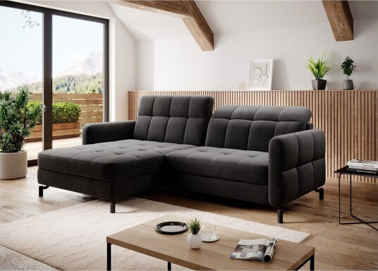 Seksjon Eltap Lorelle 225x160x105 cm Kronos 07 Svart Venstre