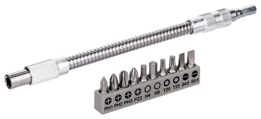 Bosch Fleksibel Forlengelse 200 mm Sett med 11 Skrutrekkerbits