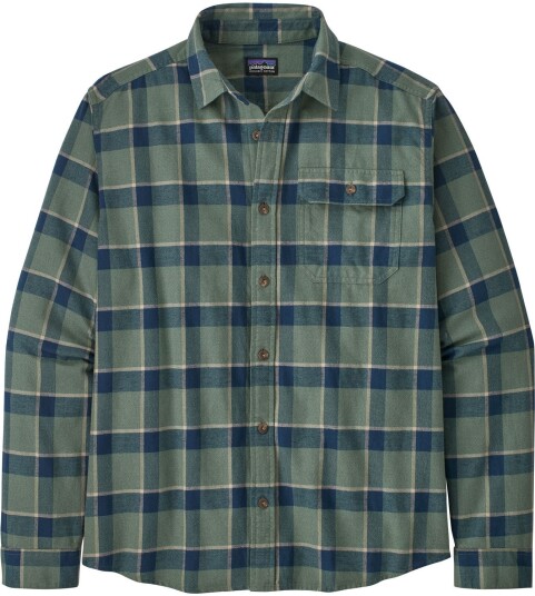 Patagonia M S L/s Cotton In Conversion Lw Fjord Flannel Shirt Graft Hemlock Green M