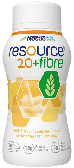 Resource 2,0 + Fibre næringsdrikk vanilje, 4x200 ml Resource 2,0 + Fibre næringsdrikk vanilje, 4x200 ml