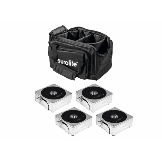 EuroLite Set 4x Akku Flat Light 1 Chrome & Soft Bag