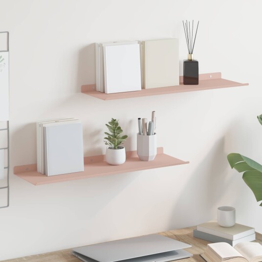 vidaXL Flytende hylle Veggmontert 2 pcs Rosa 60 x 18 x 2,5 cm Stål