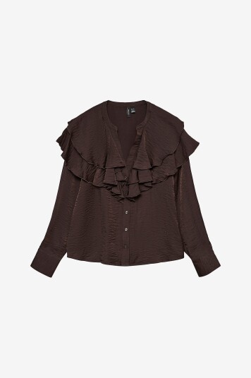 Vero Moda Bluse vmLizzi LS Flounce Brun