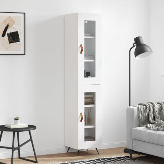 vidaXL Highboard hvit 34,5x34x180 cm konstruert tre 8720845488239