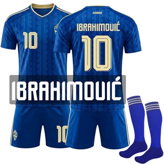 2026 VM Sverige Borte Barn Voksen Fotballdrakt med Sokker Nr.10 Ibrahimovic 16