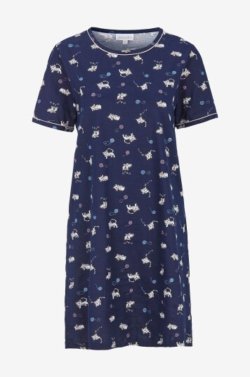 Damella Nattkjole Short Sleeve Blå Damella Nattkjole Short Sleeve Blå