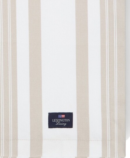 Lexington Icons Striped Organic Cotton Oxford Duk 150x250 cm Beige / Hvit