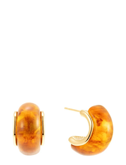 By Jolima Brown Resin Hoop Gold ONE SIZE 1 By Jolima Brown Resin Hoop Gold ONE SIZE 1