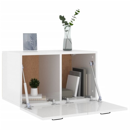 vidaXL Veggskap høyglans hvit 60x36,5x35 cm konstruert tre