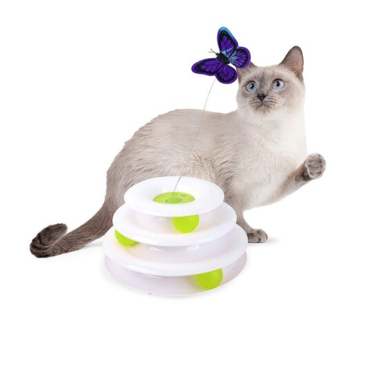 All For Paws Tower Of Butterfly Interaktiv Katteleke 25X25X14Cm