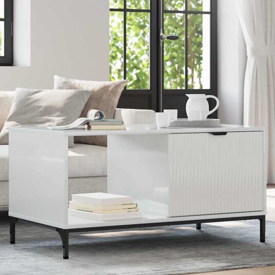 vidaXL Kaffebord Høyglans hvit 90 x 49 x 46 cm Konstruert tre