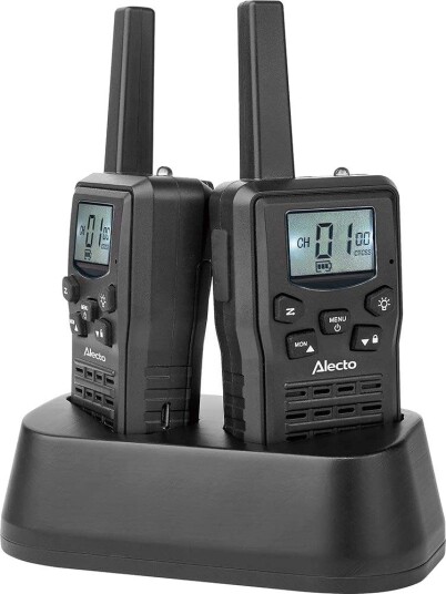 Alecto Walkie talkie sett 2 håndsett 10 km rekkevidde VOX svart