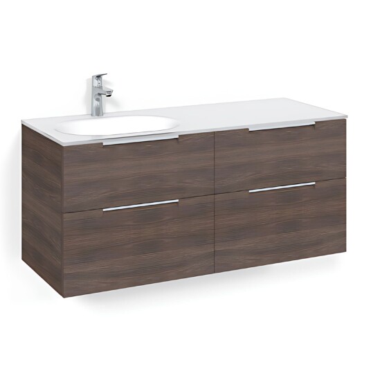 Macro Design Crown Servantskap 4-skuff - med Venstre Glasservant 120cm Brun ask / Grip Glass Edge Hvit Macro Design Crown Servantskap 4-skuff - med Venstre Glasservant 120cm Brun ask / Grip Glass Edge Hvit