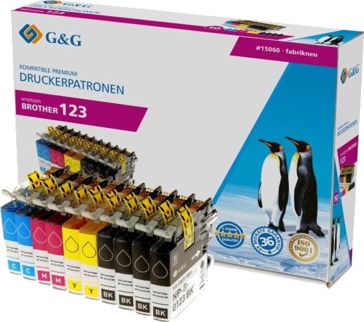 G&G Patron Brother Lc-123 Xl-, 10-Pk 4X Bk, 2X C,M,Y