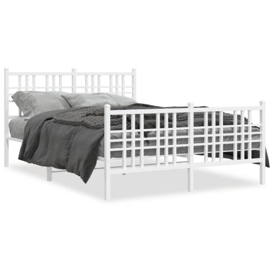 Sengeramme i metall med hode- og fotgavl hvit 120x200 cm 8721012373532
