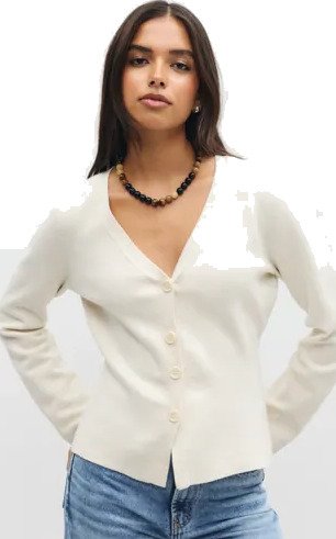 Vero Moda Hvit Vmmille Ls V Neck Cardigan Noos