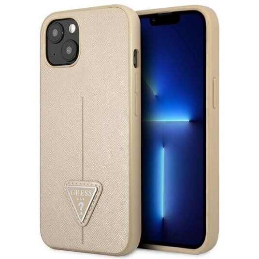 Deksel Guess Guhcp14mpsatle Iphone 14 Plus 6,7 Tommer Sand/Beige Solid Saffianotriangle Logo Deksel Guess Guhcp14mpsatle Iphone 14 Plus 6,7 Tommer Sand/Beige Solid Saffianotriangle Logo