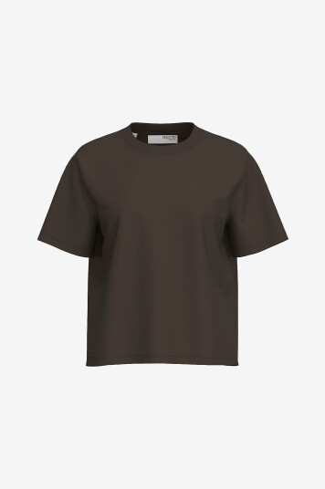 Selected FEMME Topp slfEssential SS Boxy Tee Brun