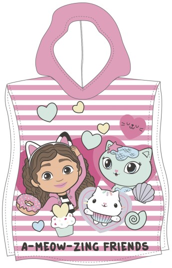 Licens Badeponcho   Myk og koselig Gabby's Dollhouse Lett hurtigtørkende barneponcho for barn