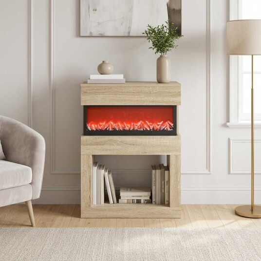 vidaXL Elektrisk peis Sonoma 64 x 30 x 87 cm Konstruert tre