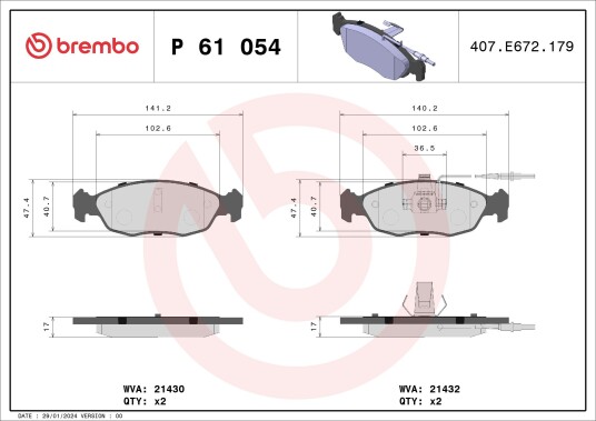 Bremseklosser BREMBO P 61 054