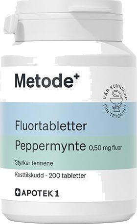 Metode fluortabletter 0,5mg peppermyntesmak 200 stk