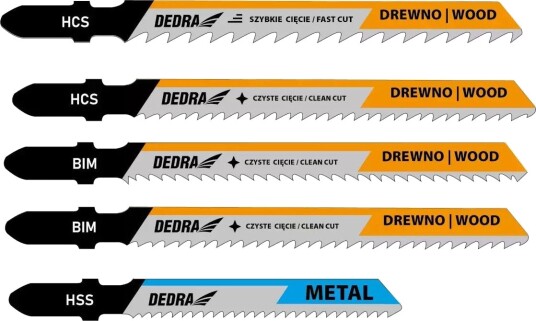 Dedra 08T003 Stikksagblader - 5 stk (Tre/Metall)