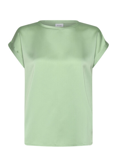 Vila Viellette S/S Satin Top - Noos - Green - 34