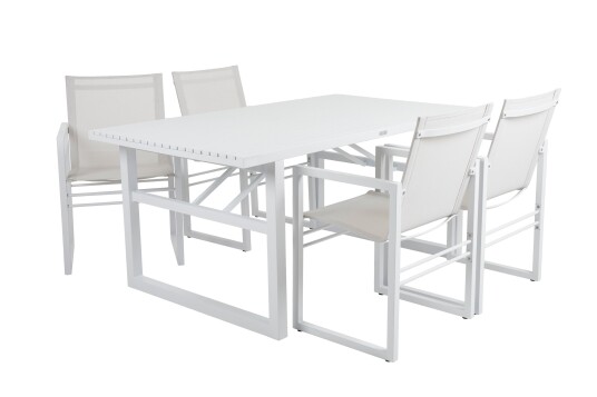 Brafab Vevi spisegruppe Hvit/hvit 4 lenestoler & bord 160x90 cm