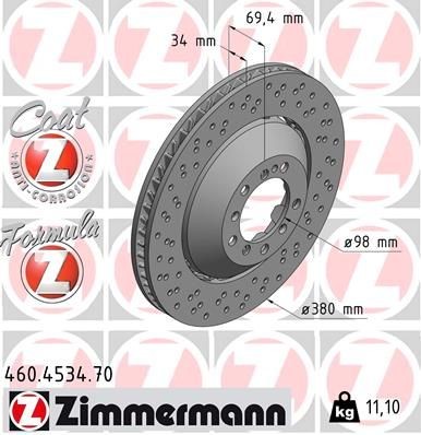 Bremseskive ZIMMERMANN 460.4534.70