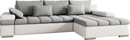 Naoma Sofa med Sjeselong 3 seter Hvit/Lys grå